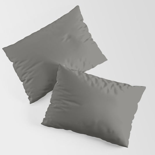 Dark Gray Solid Color Pairs Dulux 2023 Trending Shade Hammer Grey SG6H6 Pillow Sham Set