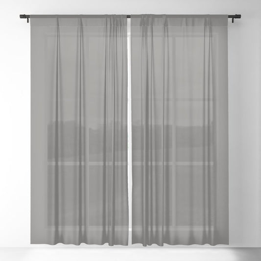 Dark Gray Solid Color Pairs Dulux 2023 Trending Shade Hammer Grey SG6H6 Sheer Curtain