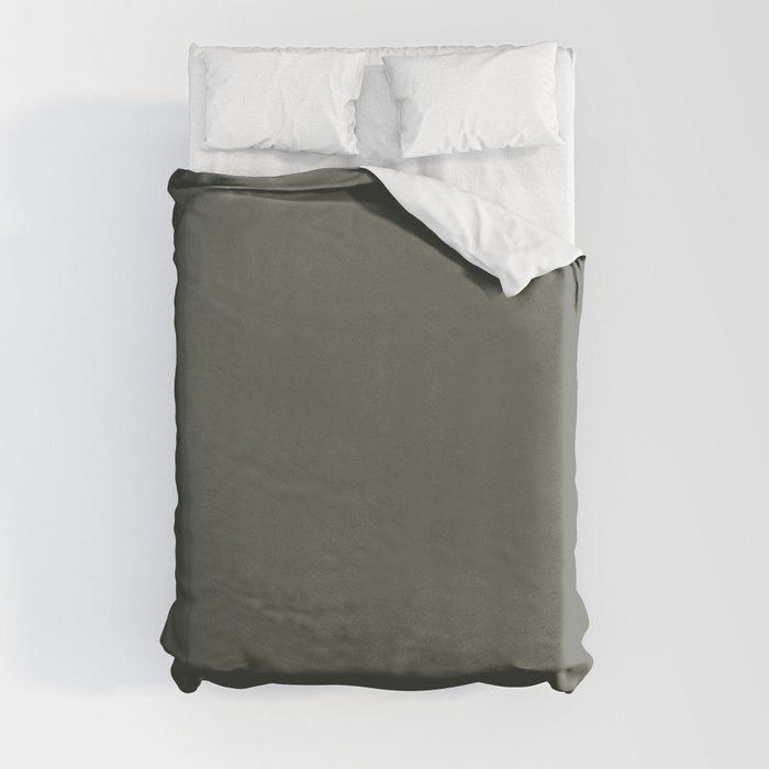 Dark Green Gray Solid Color Pairs 2023 Color of the Year Valspar Flora 5004-2C Duvet Cover