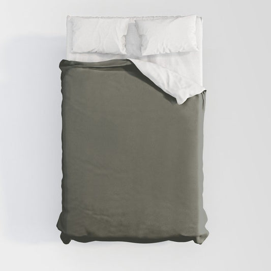 Dark Green Gray Solid Color Pairs 2023 Color of the Year Valspar Flora 5004-2C Duvet Cover