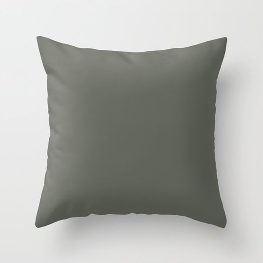 Dark Green Gray Solid Color Pairs 2023 Color of the Year Valspar Flora 5004-2C Throw Pillow