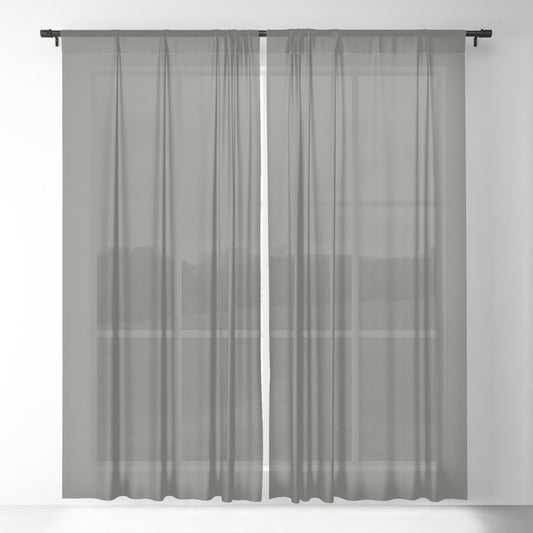 Dark Green Gray Solid Color Pairs 2023 Color of the Year Valspar Flora 5004-2C Sheer Curtain