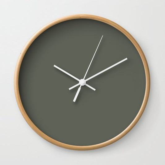 Dark Green Gray Solid Color Pairs 2023 Color of the Year Valspar Flora 5004-2C Wall Clock
