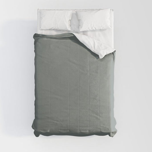 Dark Green Gray Solid Color Pairs PPG Glidden 2023 Trending Color Thunderbolt PPG10-06 Comforter