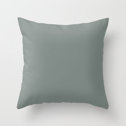 Dark Green Gray Solid Color Pairs PPG Glidden 2023 Trending Color Thunderbolt PPG10-06 Throw Pillow