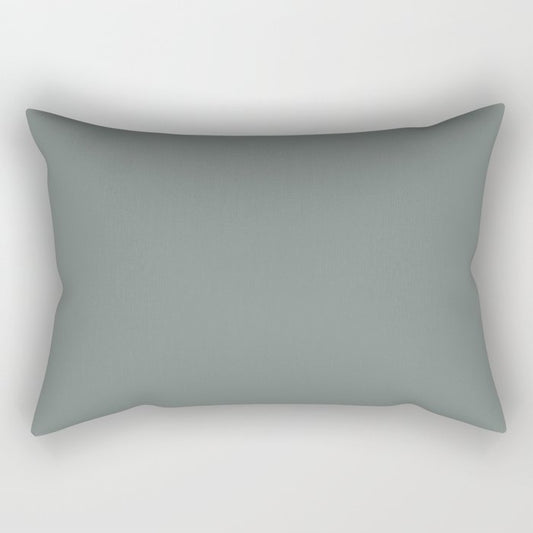 Dark Green Gray Solid Color Pairs PPG Glidden 2023 Trending Color Thunderbolt PPG10-06 Rectangular Pillow