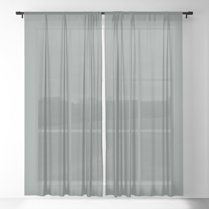 Dark Green Gray Solid Color Pairs PPG Glidden 2023 Trending Color Thunderbolt PPG10-06 Sheer Curtain