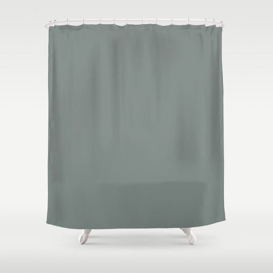 Dark Green Gray Solid Color Pairs PPG Glidden 2023 Trending Color Thunderbolt PPG10-06 Shower Curtain