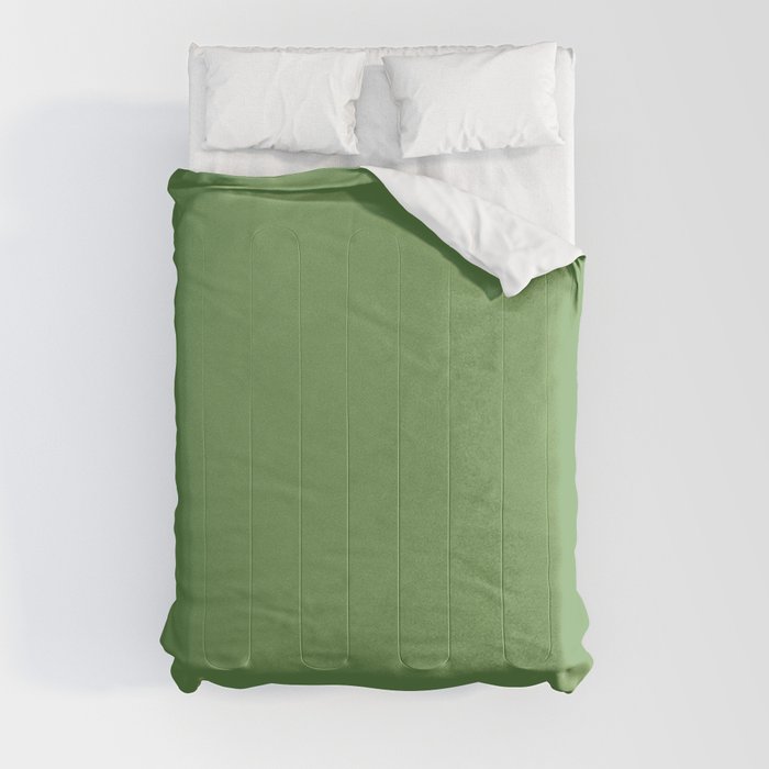 Dark Green Solid Color Dunn & Edwards 2023 Trending Color Grassy Knoll DEFD30 Well Intentions Collection Comforter
