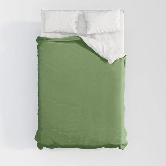 Dark Green Solid Color Dunn & Edwards 2023 Trending Color Grassy Knoll DEFD30 Well Intentions Collection Duvet