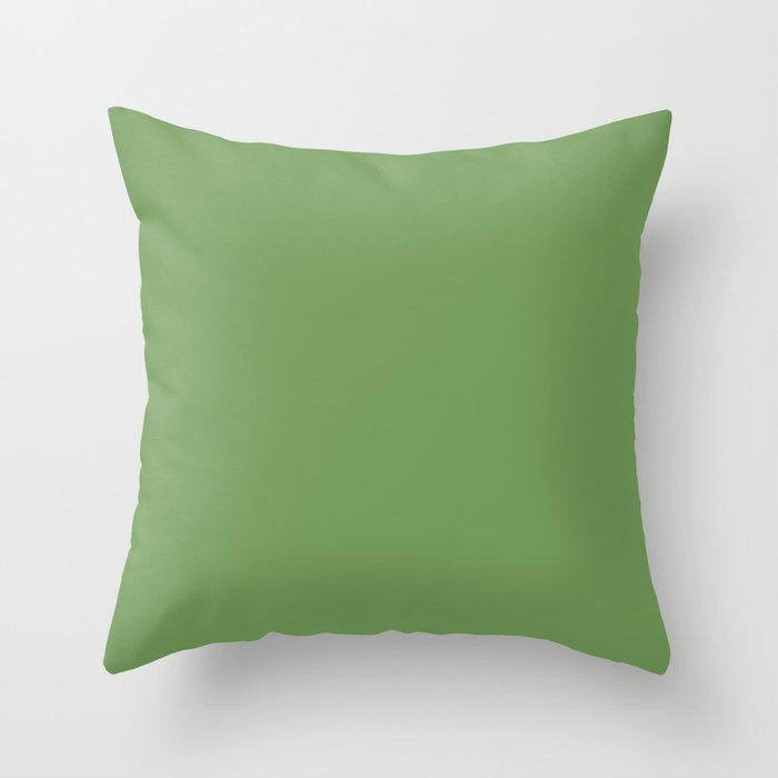 Dark Green Solid Color Dunn & Edwards 2023 Trending Color Grassy Knoll DEFD30 Well Intentions Collection Throw Pillow