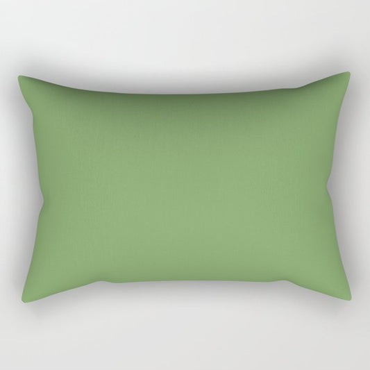 Dark Green Solid Color Dunn & Edwards 2023 Trending Color Grassy Knoll DEFD30 Well Intentions Collection Rectangle Pillow