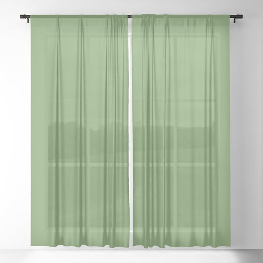 Dark Green Solid Color Dunn & Edwards 2023 Trending Color Grassy Knoll DEFD30 Well Intentions Collection Sheer Curtains