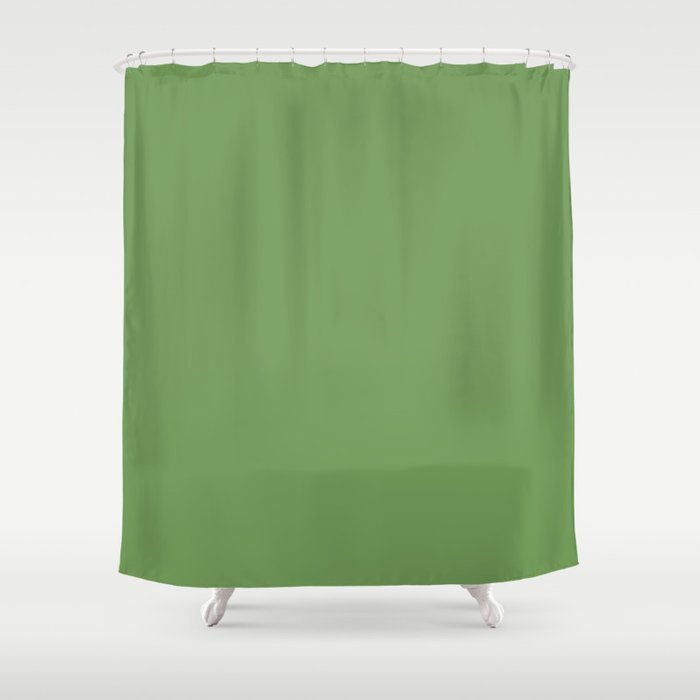 Dark Green Solid Color Dunn & Edwards 2023 Trending Color Grassy Knoll DEFD30 Well Intentions Collection Shower Curtain