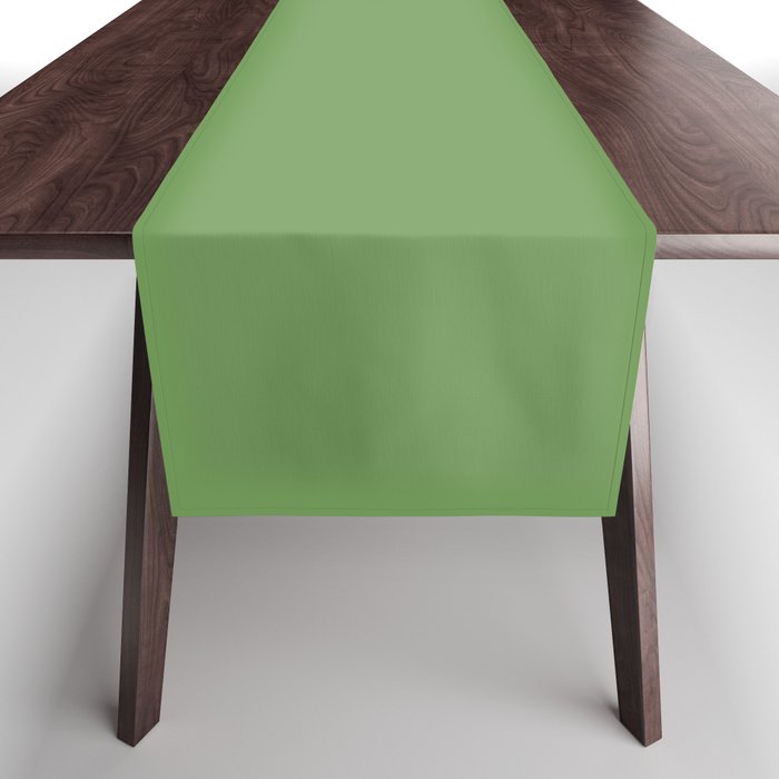 Dark Green Solid Color Dunn & Edwards 2023 Trending Color Grassy Knoll DEFD30 Well Intentions Collection Table Runner