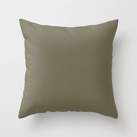 Dark Green Solid Color Dunn & Edwards 2023 Trending Color Spruce Woods DE6238 Well Intentions Collection Throw Pillow