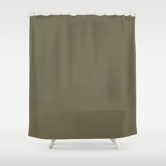 Dark Green Solid Color Dunn & Edwards 2023 Trending Color Spruce Woods DE6238 Well Intentions Collection Shower Curtain