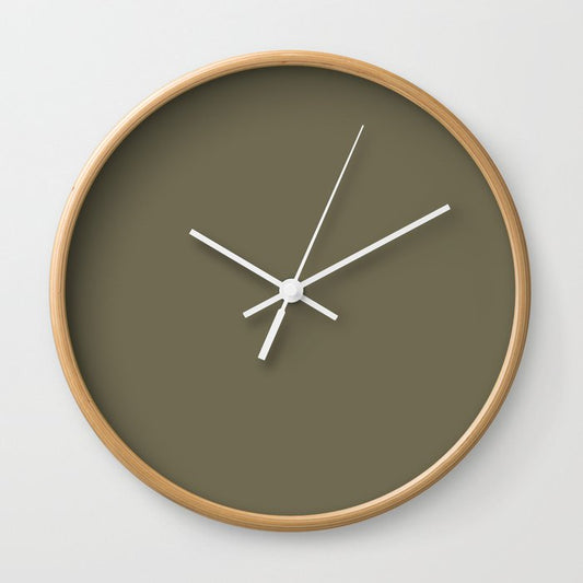 Dark Green Solid Color Dunn & Edwards 2023 Trending Color Spruce Woods DE6238 Well Intentions Collection Wall Clock