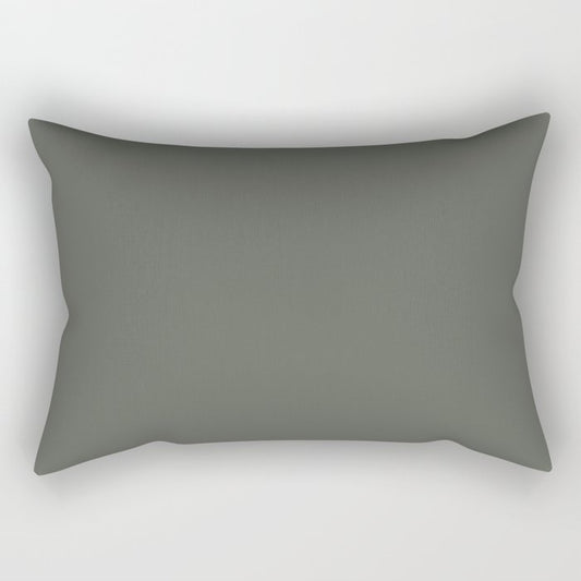 Dark Green Solid Color Pairs 2023 Trending Color HGTV Pewter Green HGSW6208 Rectangular Pillow
