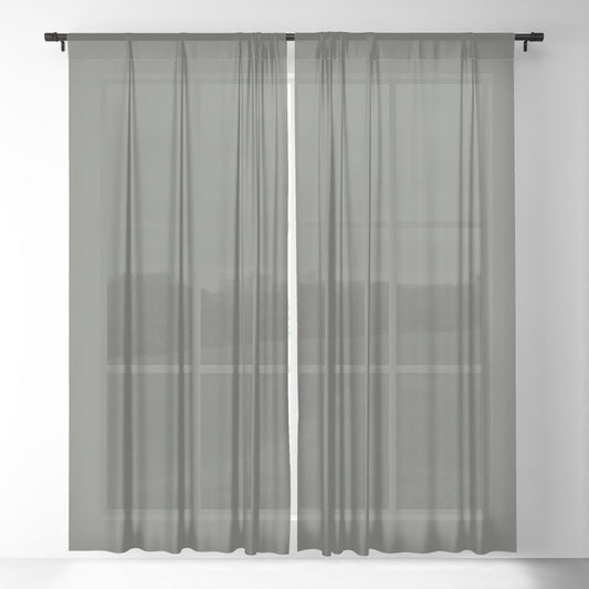 Dark Green Solid Color Pairs 2023 Trending Color HGTV Pewter Green HGSW6208 Sheer Curtain
