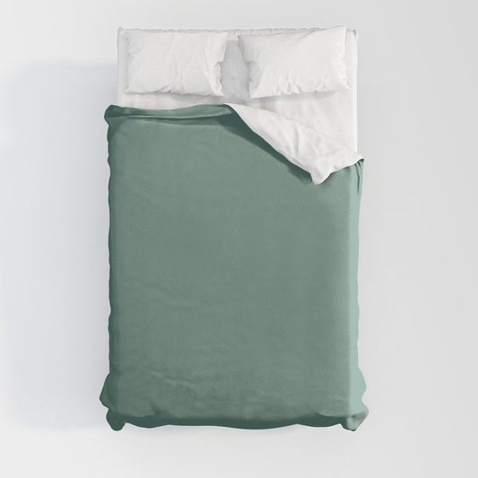 Dark Green Solid Color Pairs Dulux 2023 Trending Shade Nephrite S27B5 Duvet Cover