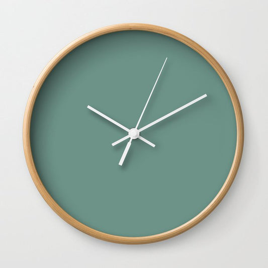 Dark Green Solid Color Pairs Dulux 2023 Trending Shade Nephrite S27B5 Wall Clock
