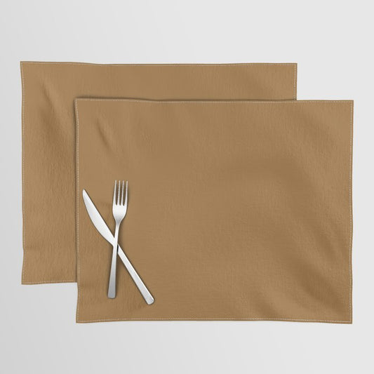Dark Leather Brown Solid Color Dunn & Edwards 2023 Trending Color Hearth Gold DEA165 Life in Poetry Collection Placemat Sets