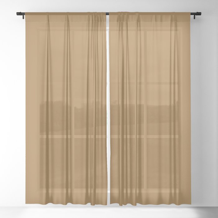 Dark Leather Brown Solid Color Dunn & Edwards 2023 Trending Color Hearth Gold DEA165 Life in Poetry Collection Sheer Curtains