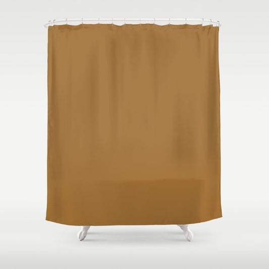 Dark Leather Brown Solid Color Dunn & Edwards 2023 Trending Color Hearth Gold DEA165 Life in Poetry Collection Shower Curtain