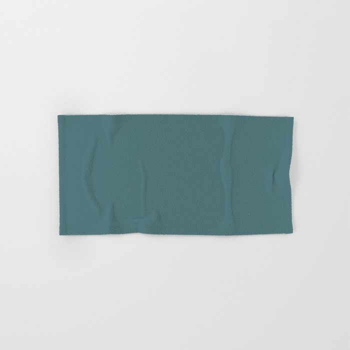 Dark Muted Aqua Blue Green Solid Color Pairs 2023 Color of the Year Glidden Vining Ivy PPG1148-6 Hand & Bath Towel