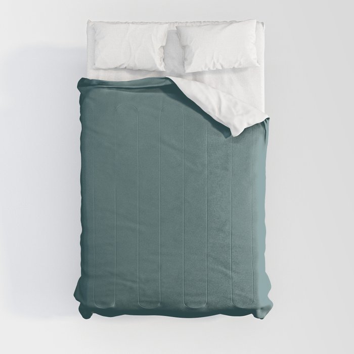 Dark Muted Aqua Blue Green Solid Color Pairs 2023 Color of the Year Glidden Vining Ivy PPG1148-6 Comforter