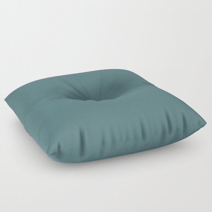 Dark Muted Aqua Blue Green Solid Color Pairs 2023 Color of the Year Glidden Vining Ivy PPG1148-6 Floor Pillow