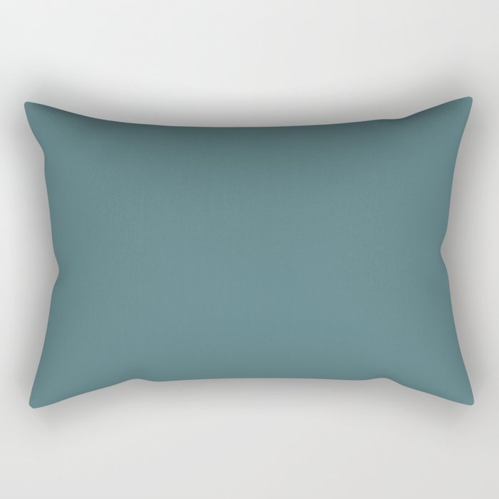 Dark Muted Aqua Blue Green Solid Color Pairs 2023 Color of the Year Glidden Vining Ivy PPG1148-6 Rectangular Pillow