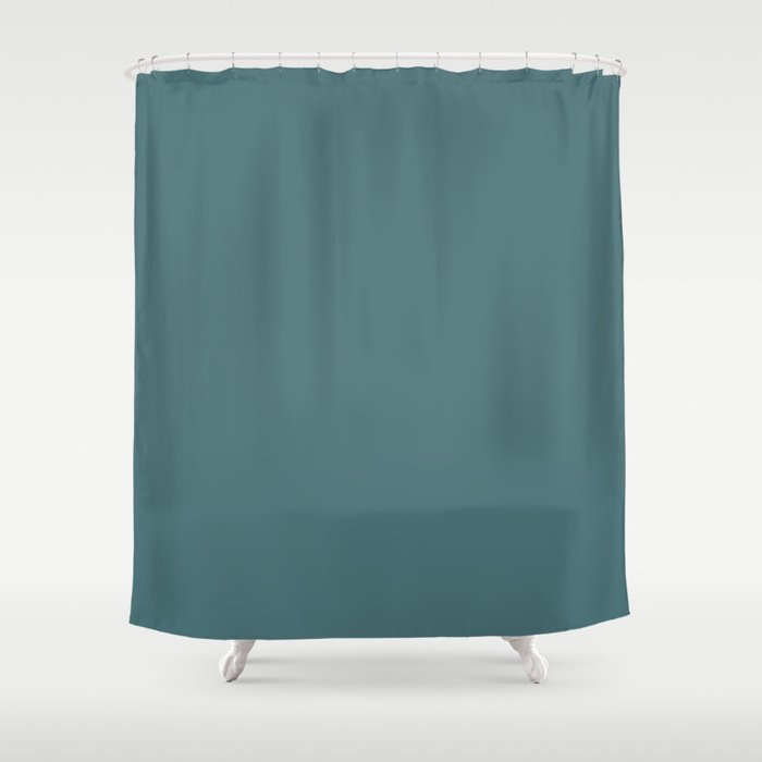 Dark Muted Aqua Blue Green Solid Color Pairs 2023 Color of the Year Glidden Vining Ivy PPG1148-6 Shower Curtain