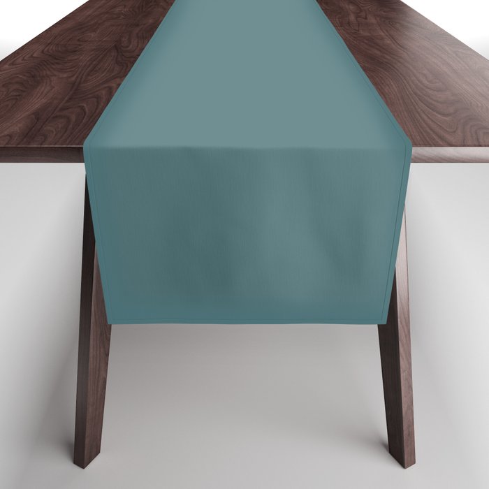 Dark Muted Aqua Blue Green Solid Color Pairs 2023 Color of the Year Glidden Vining Ivy PPG1148-6 Table Runner