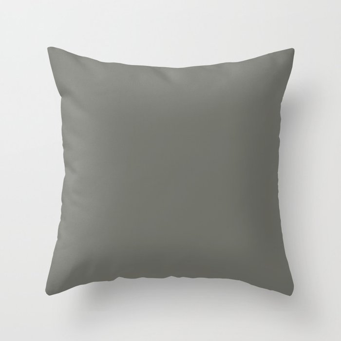 Dark Muted Gray Green Solid Color Pairs 2023 Trending Hue Dutch Boy Limestone Slate 422-6DB Throw Pillow