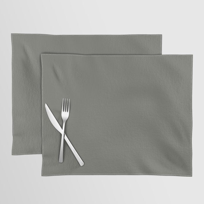 Dark Muted Gray Green Solid Color Pairs 2023 Trending Hue Dutch Boy Limestone Slate 422-6DB Placemat Sets