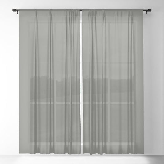 Dark Muted Gray Green Solid Color Pairs 2023 Trending Hue Dutch Boy Limestone Slate 422-6DB Sheer Curtains
