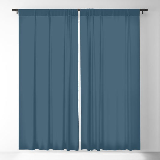 Dark Navy Blue Solid Color Pairs 2023 Trending Hue Dunn-Edwards Summer Night DE5811 - Liberated Nomads Collection Blackout Curtains