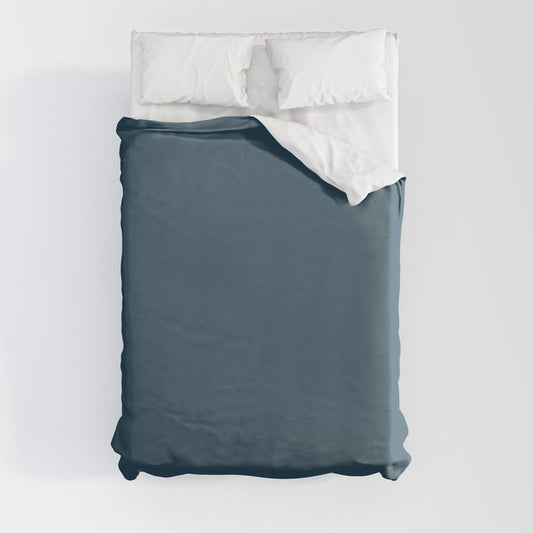 Dark Navy Blue Solid Color Pairs 2023 Trending Hue Dunn-Edwards Summer Night DE5811 - Liberated Nomads Collection Duvet