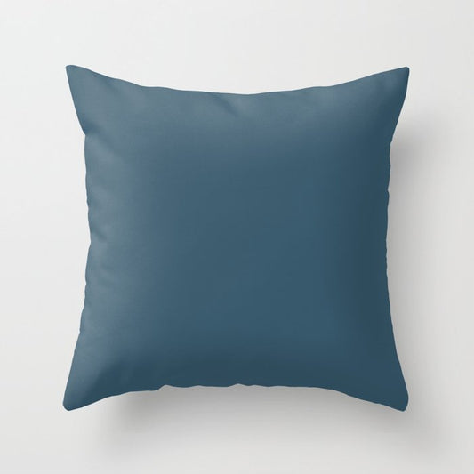 Dark Navy Blue Solid Color Pairs 2023 Trending Hue Dunn-Edwards Summer Night DE5811 - Liberated Nomads Collection Throw Pillow