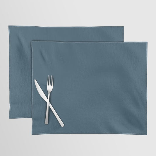 Dark Navy Blue Solid Color Pairs 2023 Trending Hue Dunn-Edwards Summer Night DE5811 - Liberated Nomads Collection Placemat Sets
