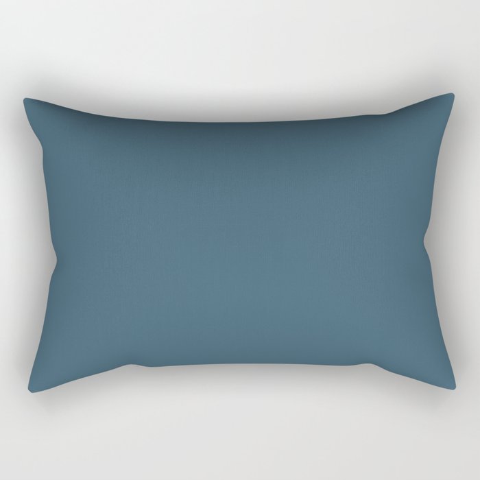 Dark Navy Blue Solid Color Pairs 2023 Trending Hue Dunn-Edwards Summer Night DE5811 - Liberated Nomads Collection Rectangle Pillow