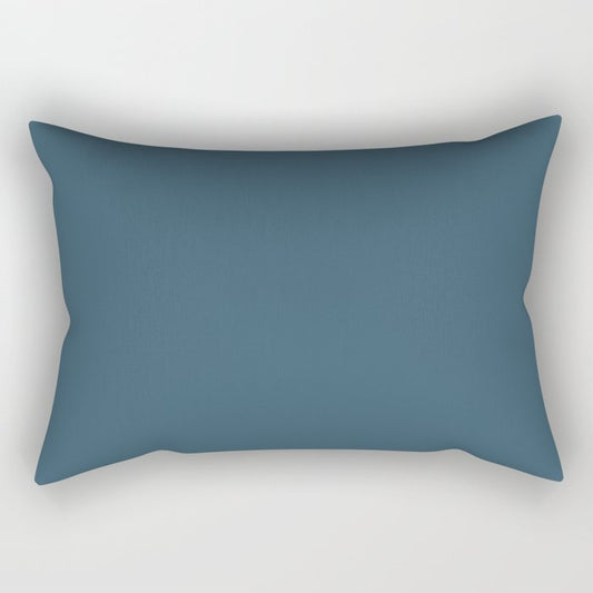 Dark Navy Blue Solid Color Pairs 2023 Trending Hue Dunn-Edwards Summer Night DE5811 - Liberated Nomads Collection Rectangle Pillow