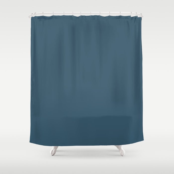 Dark Navy Blue Solid Color Pairs 2023 Trending Hue Dunn-Edwards Summer Night DE5811 - Liberated Nomads Collection Shower Curtain