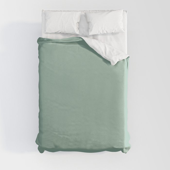 Dark Pastel Green Solid Color Pairs Dulux 2023 Trending Shade Diorite S26C3 Duvet Cover