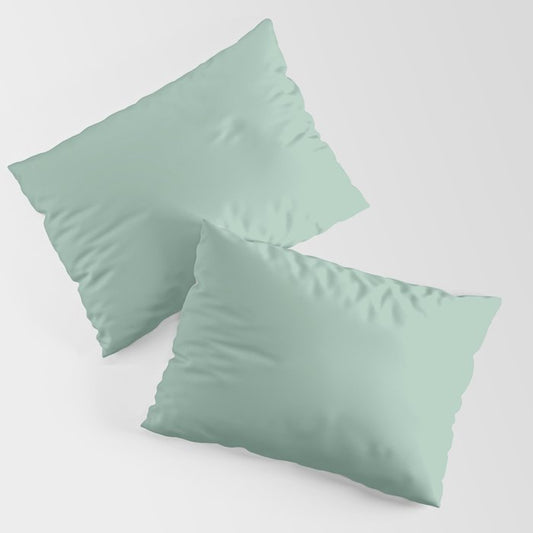 Dark Pastel Green Solid Color Pairs Dulux 2023 Trending Shade Diorite S26C3 Pillow Sham Set