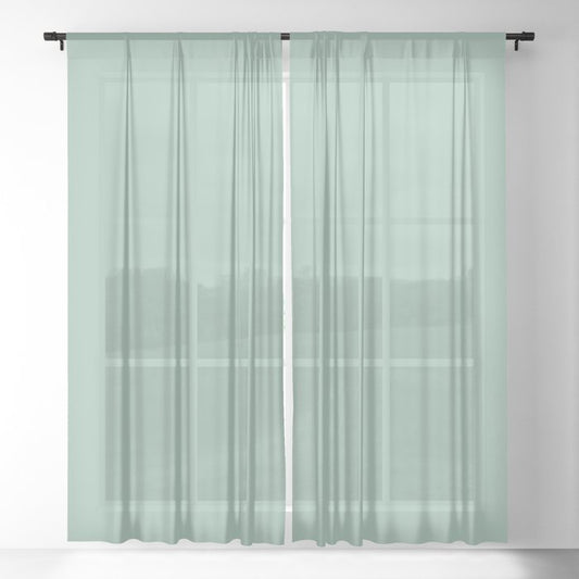 Dark Pastel Green Solid Color Pairs Dulux 2023 Trending Shade Diorite S26C3 Sheer Curtain