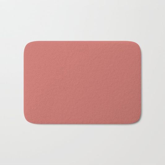 Dark Pastel Pink Solid Color Pairs 2023 Trending Hue Dunn-Edwards Crushing On Coral DEFD18 - Liberated Nomads Collection Bath Mat