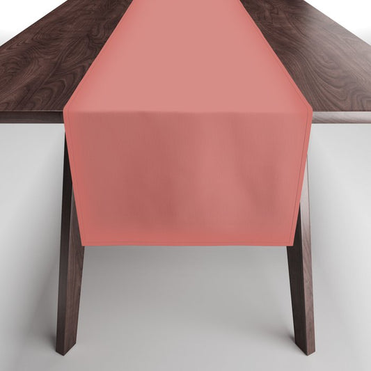 Dark Pastel Pink Solid Color Pairs 2023 Trending Hue Dunn-Edwards Crushing On Coral DEFD18 - Liberated Nomads Collection Table Runner